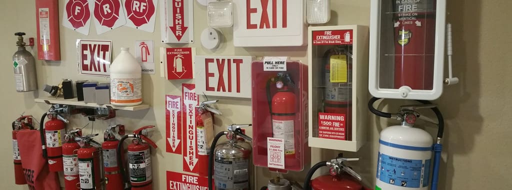 Exit signs and emergency lights